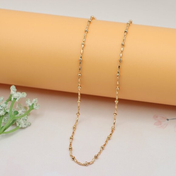 "Rose Gold Chain Necklace with Textured Links  Adjustable, XPNL0177 - Picture 9 of 12